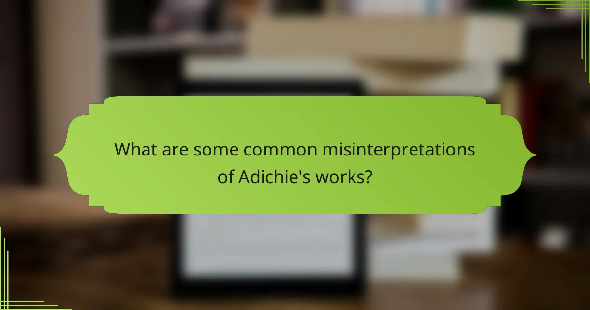 What are some common misinterpretations of Adichie's works?