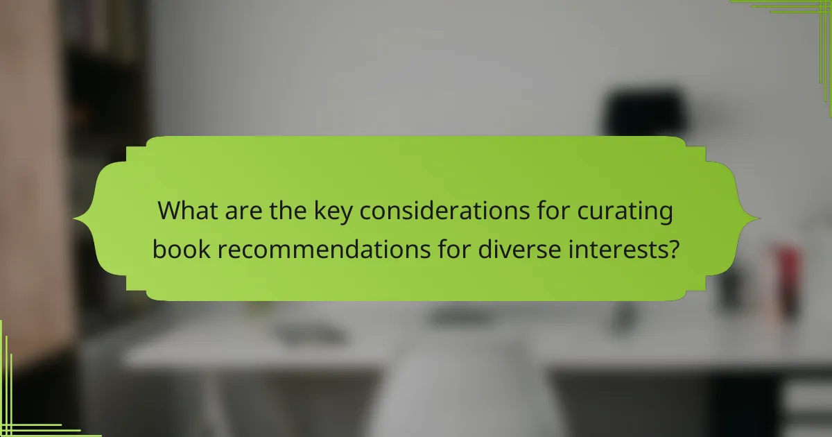What are the key considerations for curating book recommendations for diverse interests?